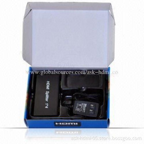 1 x 4 HDMI Splitter, 4-port, 1,080P, V1.3 HDTV, 3D HD Audio, 5V DC/1A Power Supply